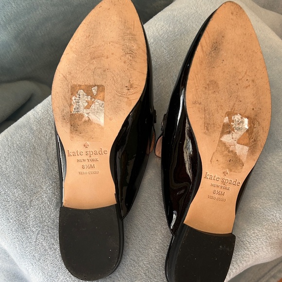 Kate Spade Black Patent Mules with Gold Chain - Picture 4 of 4